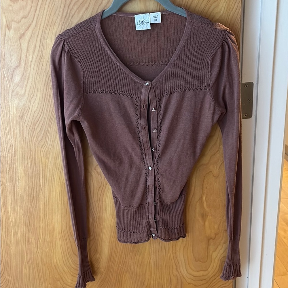 Brown Button-Up Cardigan Sweater